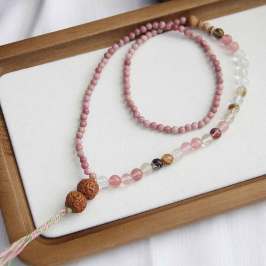 Girly Pink Rhodonite Gemstone Bracelet Niche Design - Lunaria