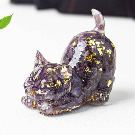 Natural Crystal Decoration Gravel Glue Tail Cat Desktop Pet - Lunaria