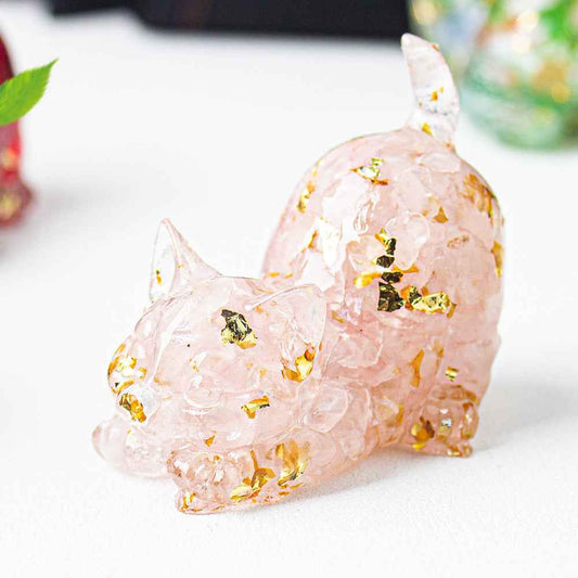 Natural Crystal Decoration Gravel Glue Tail Cat Desktop Pet - Lunaria