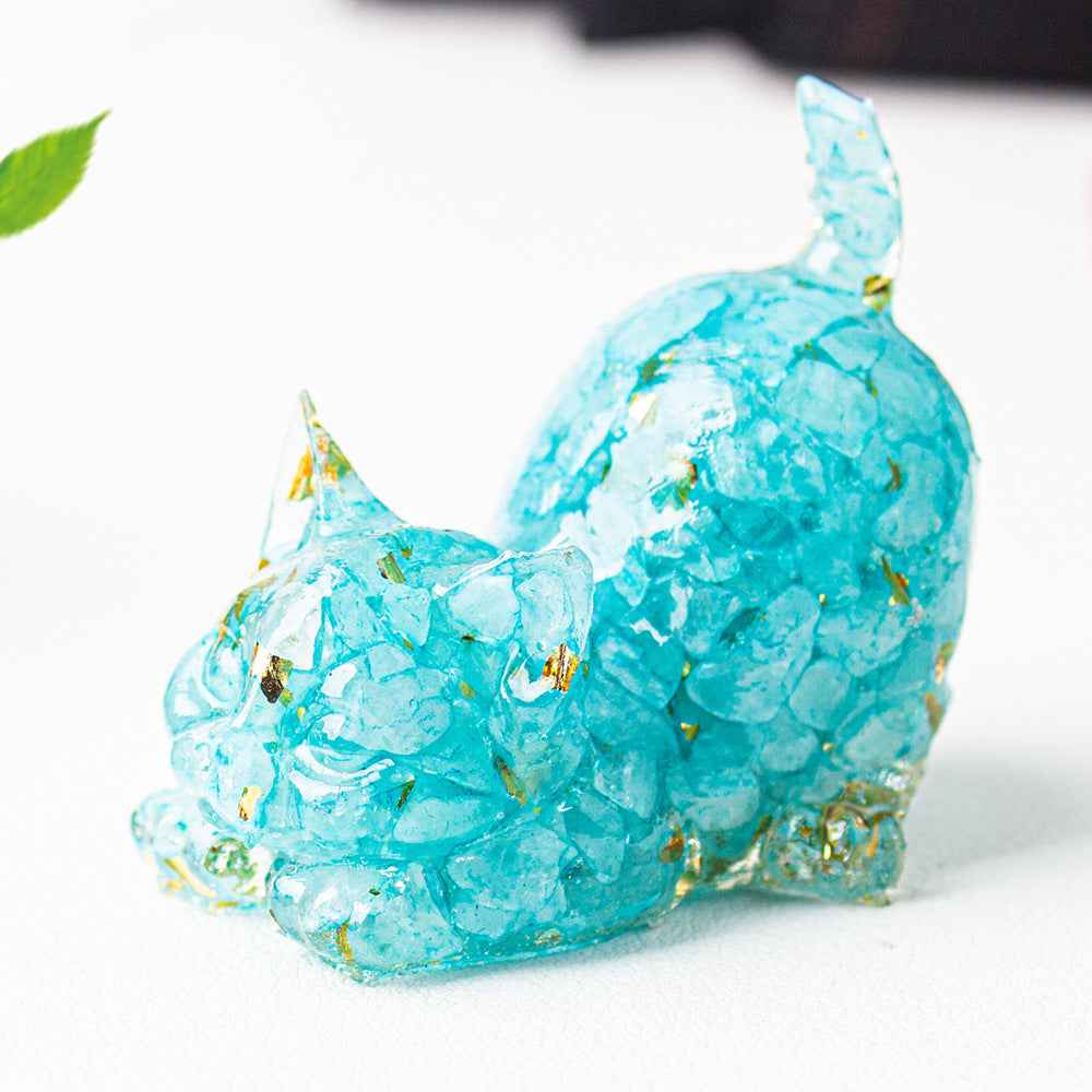 Natural Crystal Decoration Gravel Glue Tail Cat Desktop Pet - Lunaria