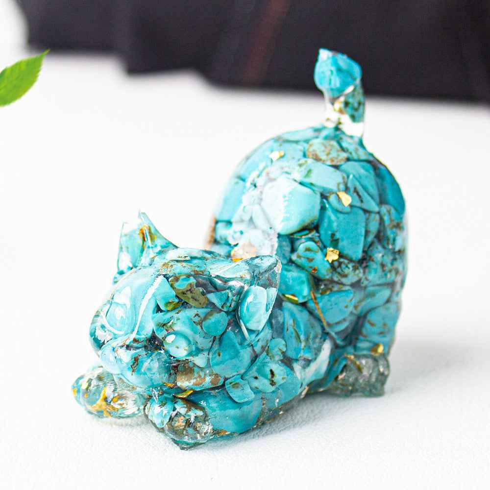Natural Crystal Decoration Gravel Glue Tail Cat Desktop Pet - Lunaria