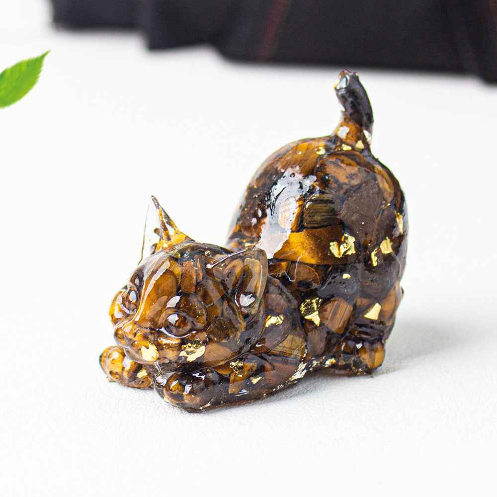 Natural Crystal Decoration Gravel Glue Tail Cat Desktop Pet - Lunaria