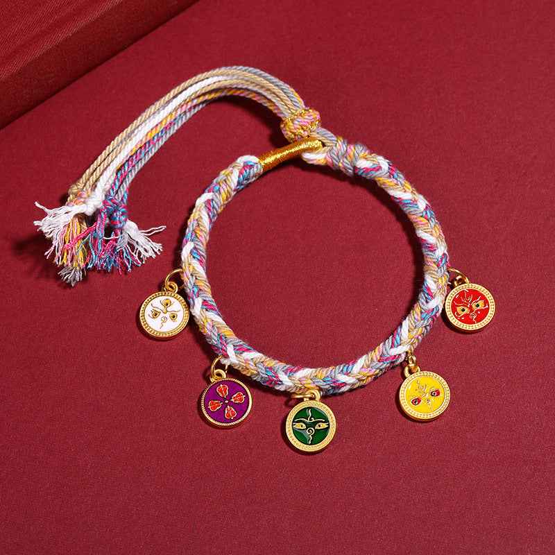 Tibetan Five God of Wealth Bracelet Zhajiram Thangka Hand-woven Rope - Lunaria