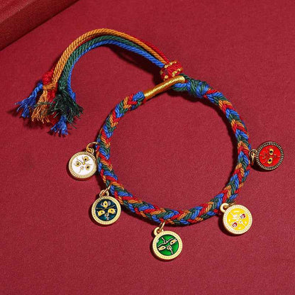 Tibetan Five God of Wealth Bracelet Zhajiram Thangka Hand-woven Rope - Lunaria